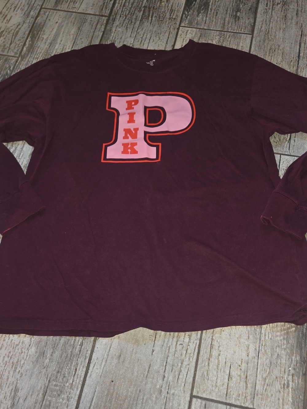 Victoria's Secret PINK Logo Tee - Plum with Pink Print